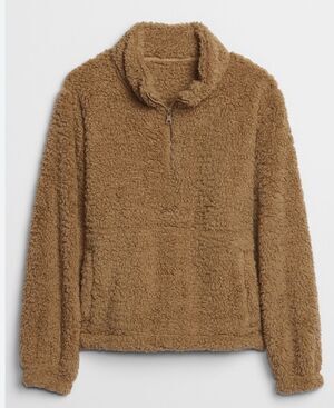 GAP Women’s Sherpa Half-Zip Sweatshirt Pullover Size Small Caramel Brown